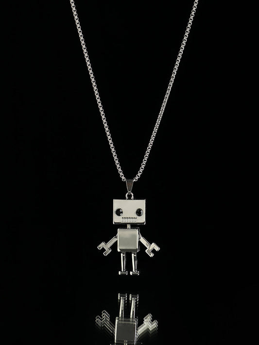 Men's Robot Pendant Necklace - Silver