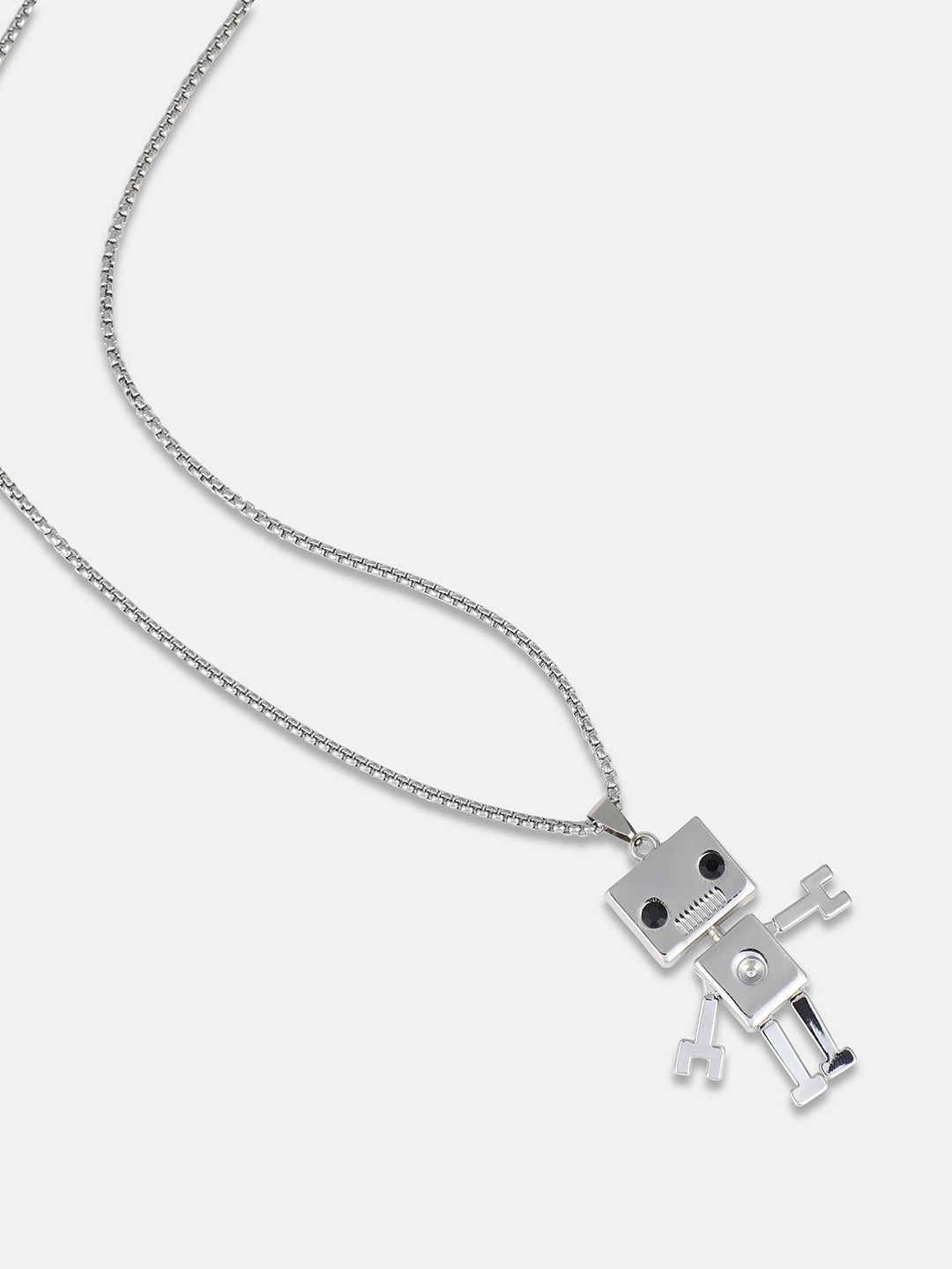 Men's Robot Pendant Necklace - Silver