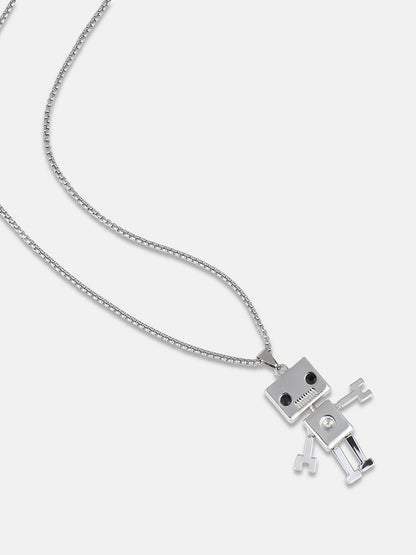 Men's Robot Pendant Necklace - Silver