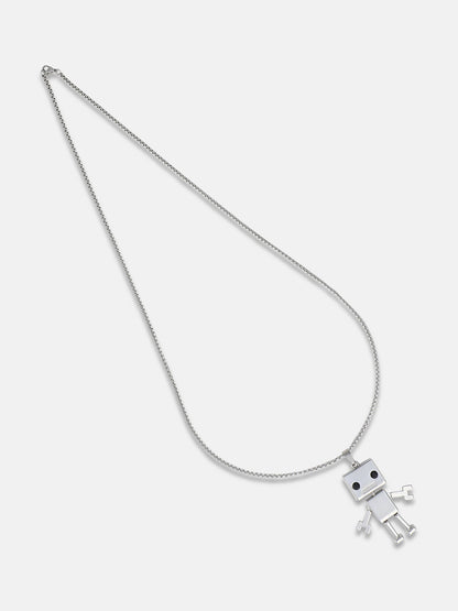 Men's Robot Pendant Necklace - Silver