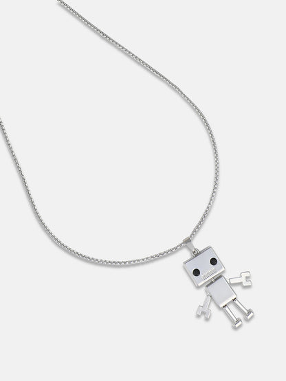 Men's Robot Pendant Necklace - Silver