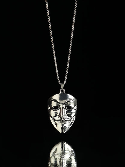 Men's V For Vendetta Pendant Necklace - Silver