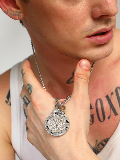 The Time Pendant Necklace - Metallic Silver