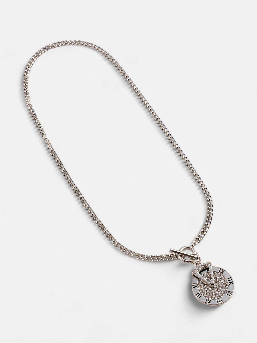 The Time Pendant Necklace - Metallic Silver