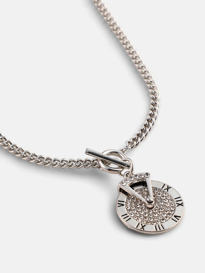 The Time Pendant Necklace - Metallic Silver
