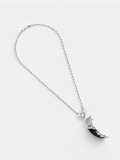 The Viking Chain Pendant Necklace - Onyx Black