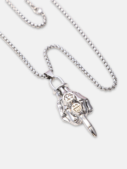 The Skelly Pendant Necklace - Metallic Silver