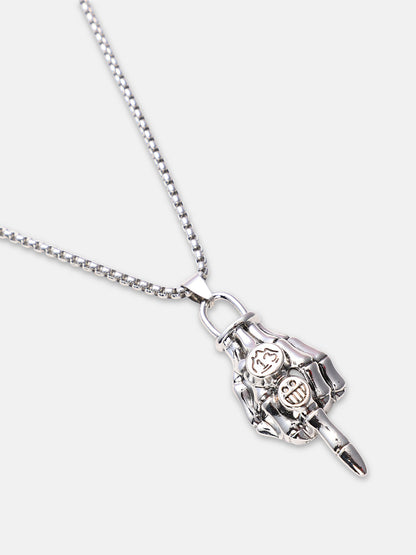 The Skelly Pendant Necklace - Metallic Silver