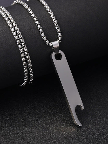 The Blade Pendant Necklace - Metallic Silver