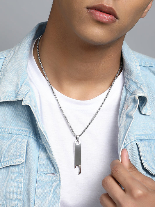 The Blade Pendant Necklace - Metallic Silver