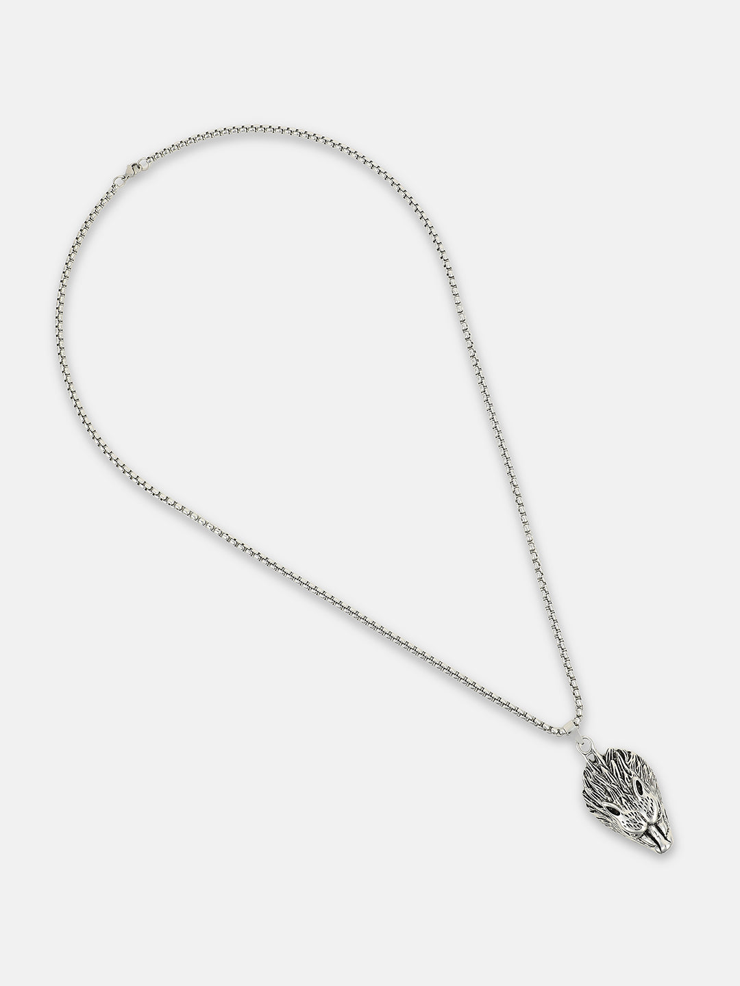 The Wolf Pendant Necklace - Metallic Silver