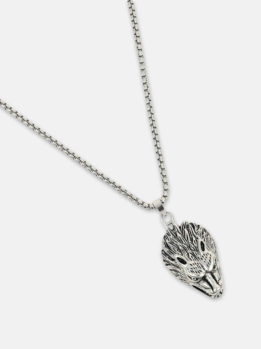 The Wolf Pendant Necklace - Metallic Silver