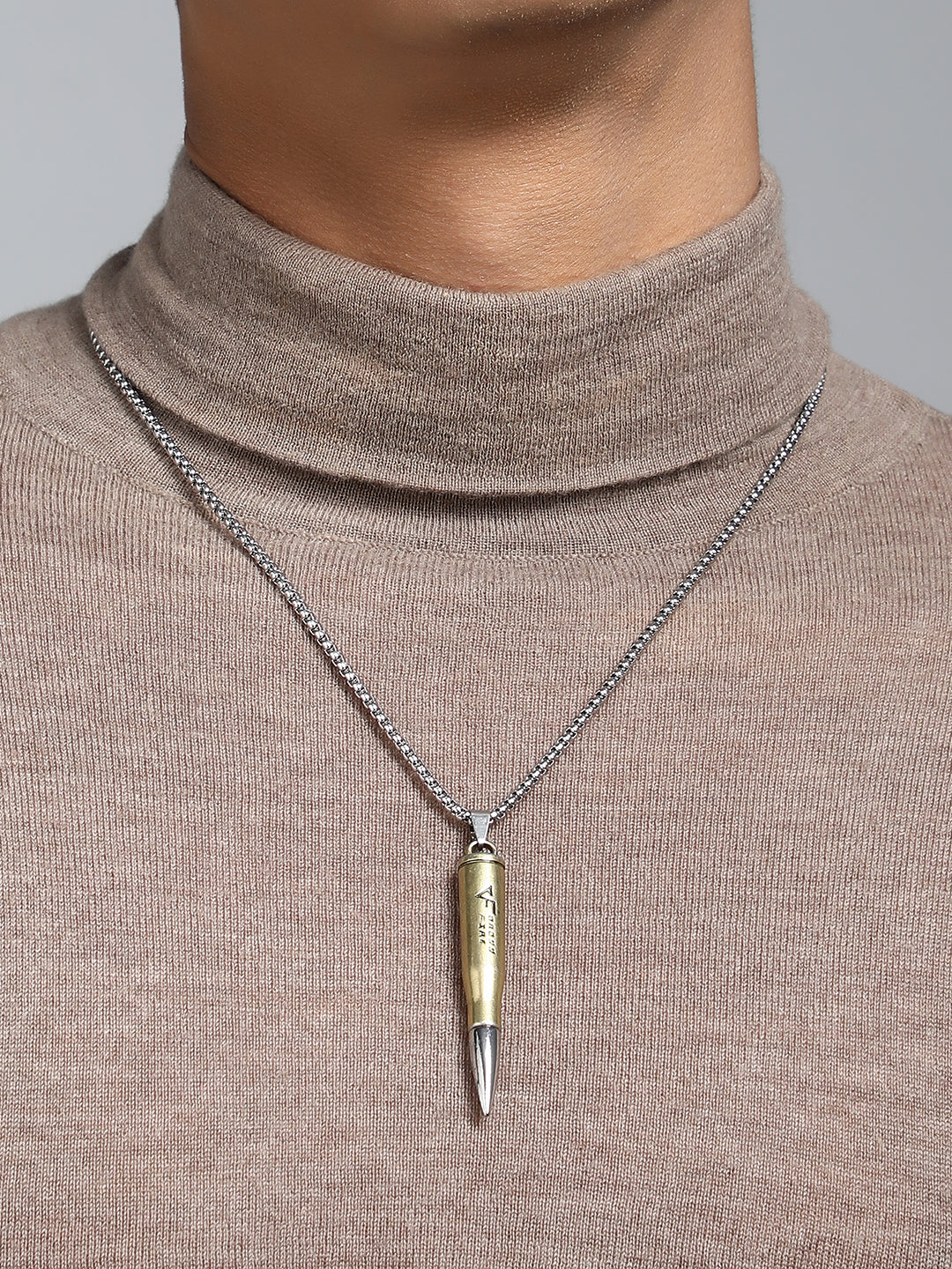 The Bullet Pendant Necklace - Metallic Silver