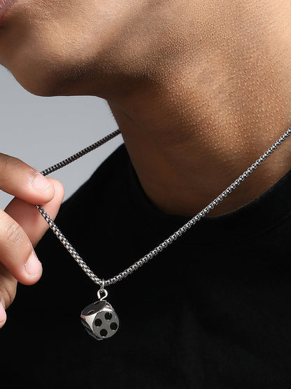 The Dice Pendant Necklace - Metallic Silver