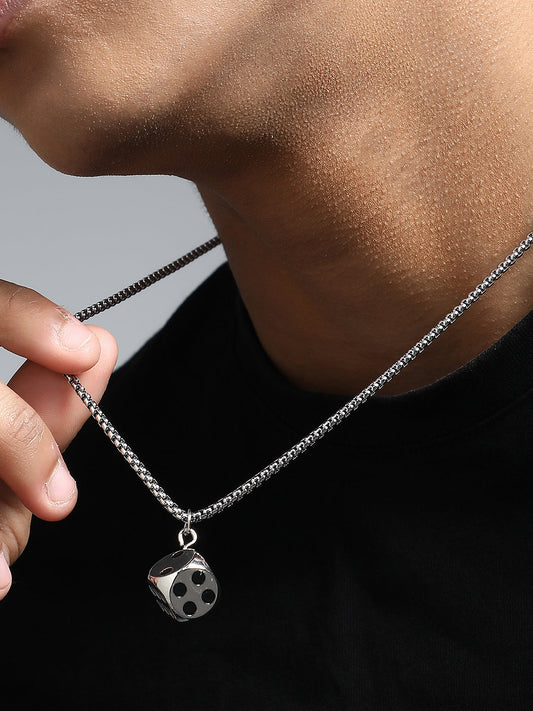 The Dice Pendant Necklace - Metallic Silver