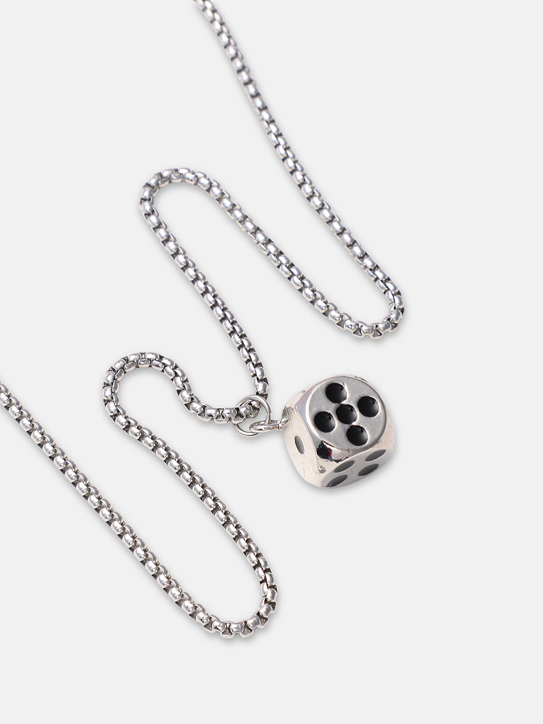 The Dice Pendant Necklace - Metallic Silver