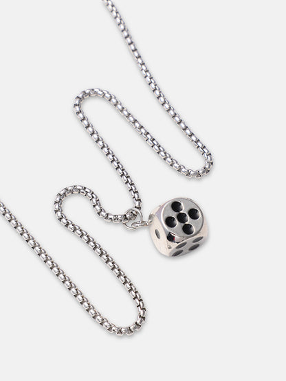 The Dice Pendant Necklace - Metallic Silver