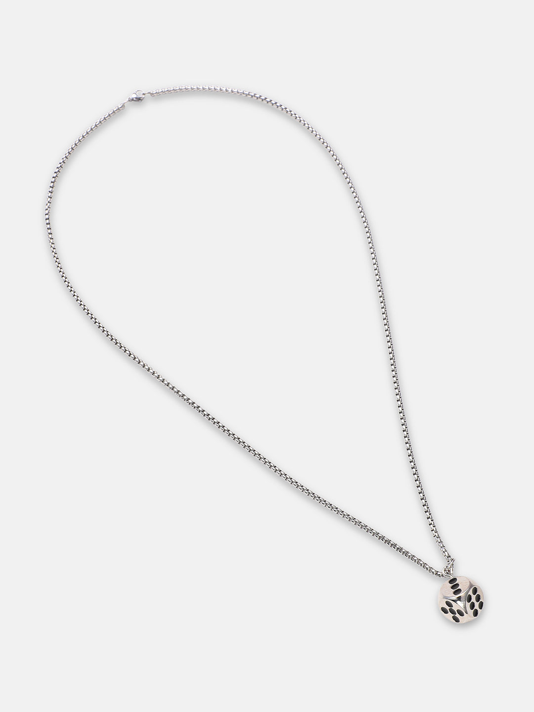 The Dice Pendant Necklace - Metallic Silver