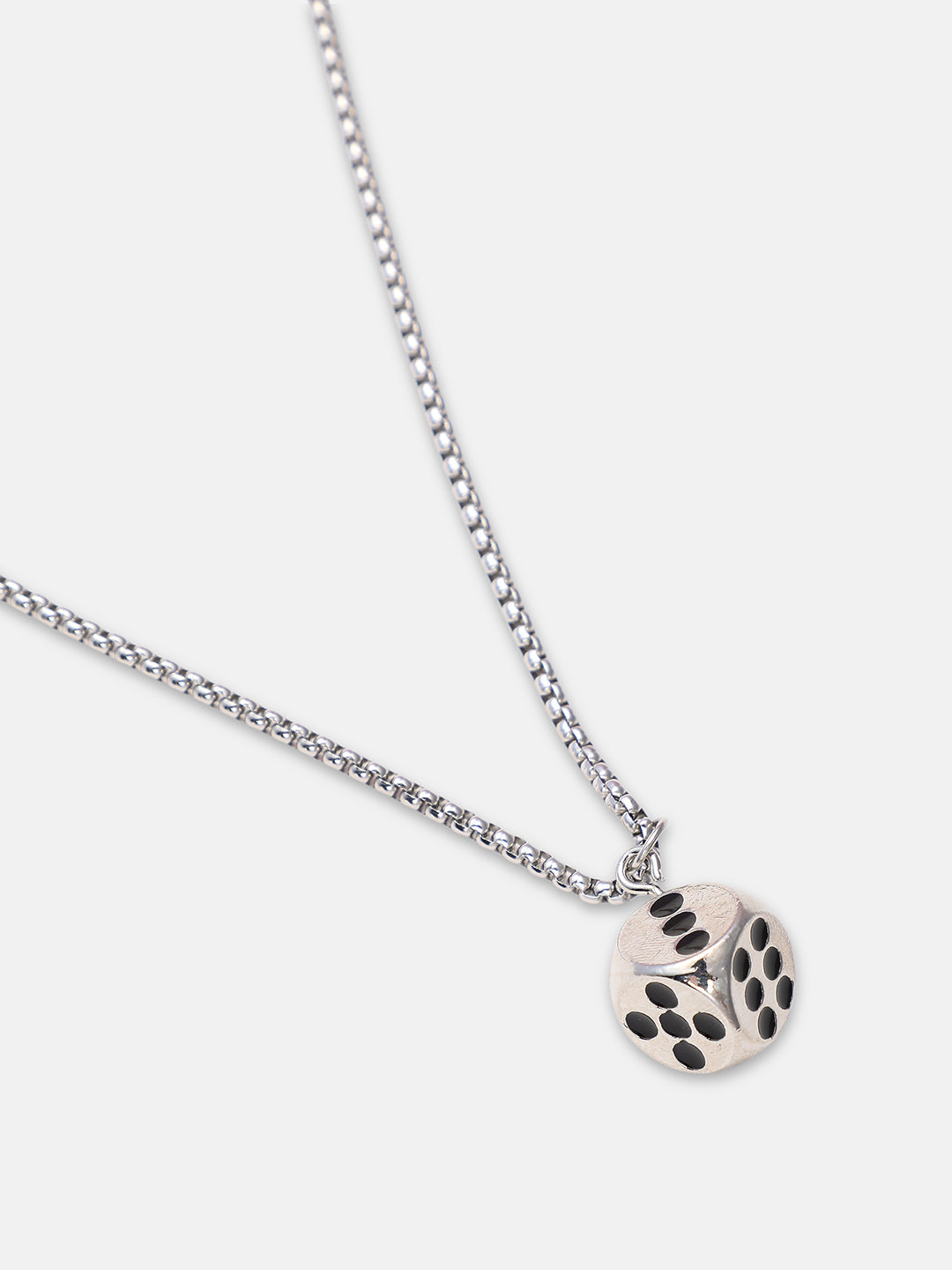 The Dice Pendant Necklace - Metallic Silver