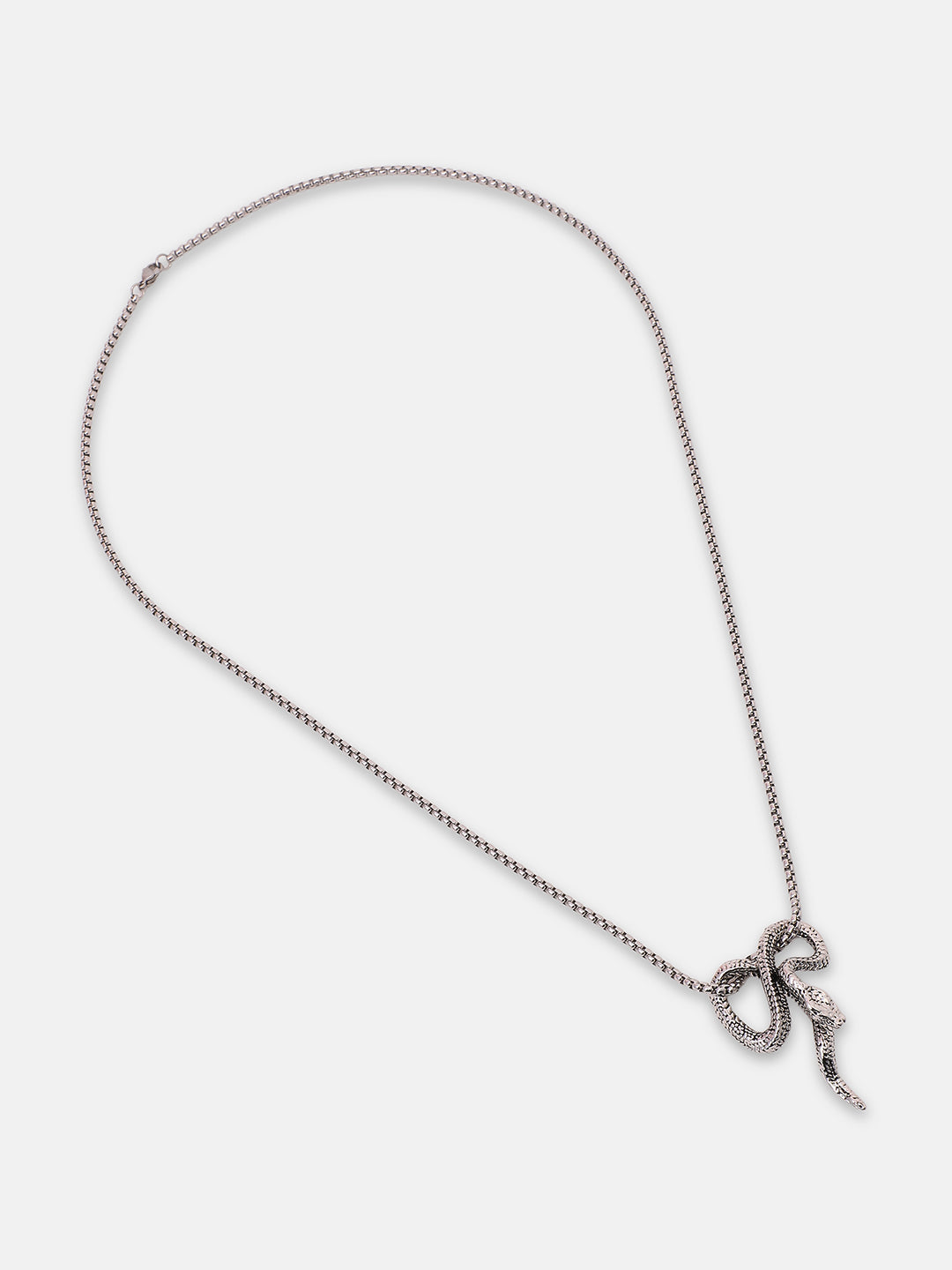 The Serpent Pendant Necklace - Metallic Silver