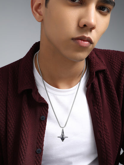 The Spinner Pendant Necklace - Metallic Silver