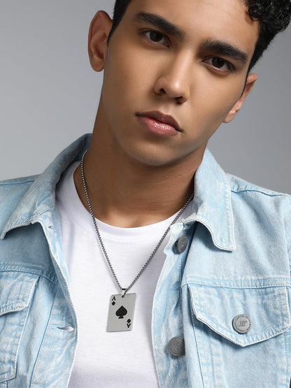 The Ace Pendant Necklace - Metallic Silver