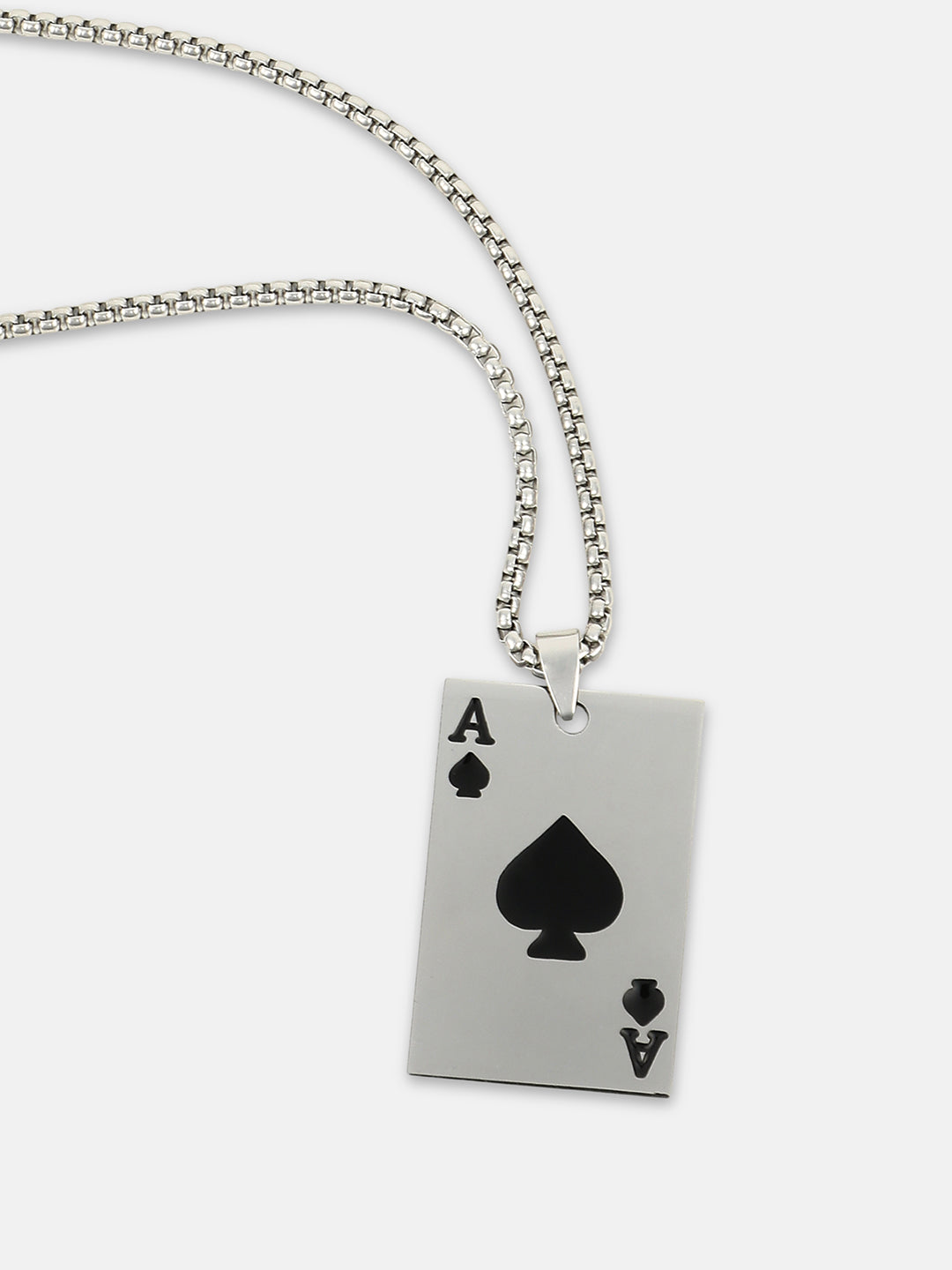 The Ace Pendant Necklace - Metallic Silver