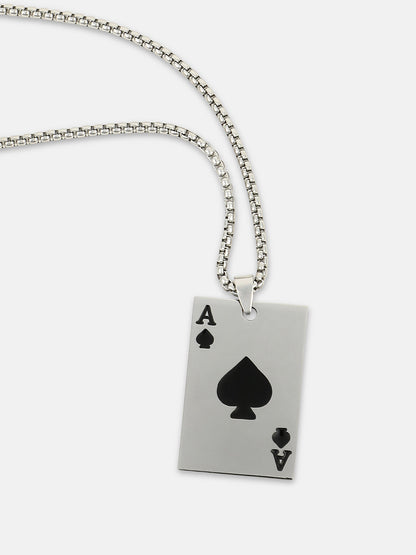 The Ace Pendant Necklace - Metallic Silver
