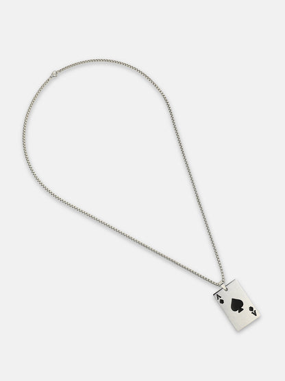 The Ace Pendant Necklace - Metallic Silver