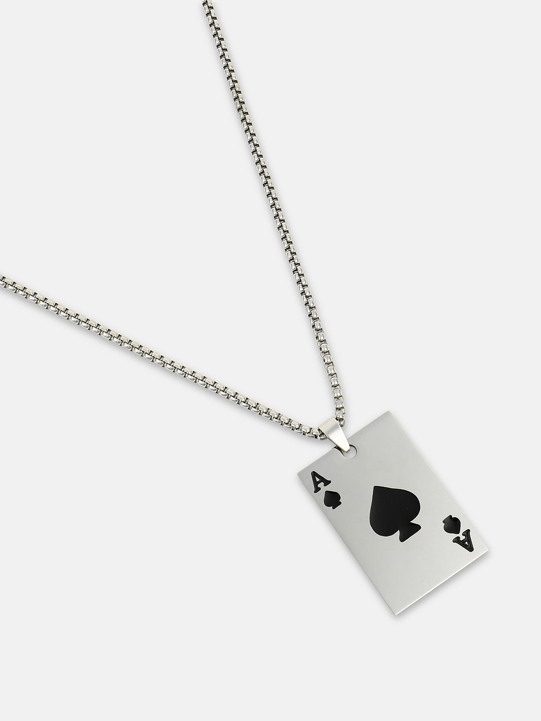 The Ace Pendant Necklace - Metallic Silver