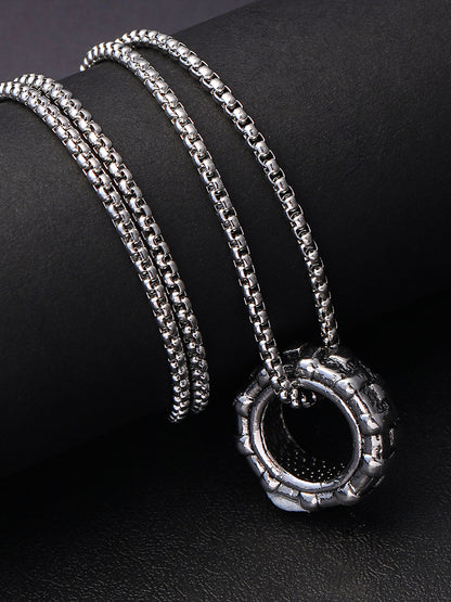 The Tire Pendant Necklace - Metallic Silver