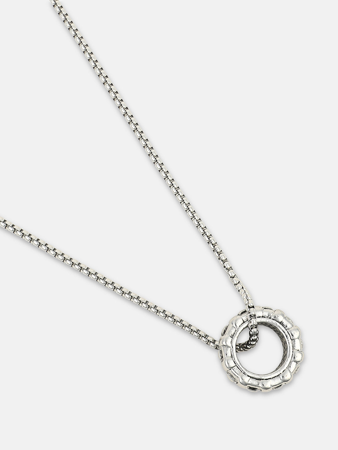 The Tire Pendant Necklace - Metallic Silver
