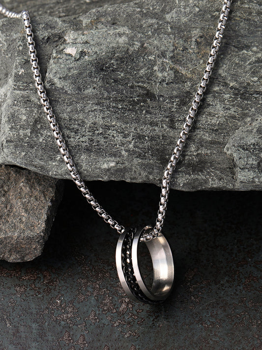 The Link-Halo Pendant Necklace - Metallic Silver