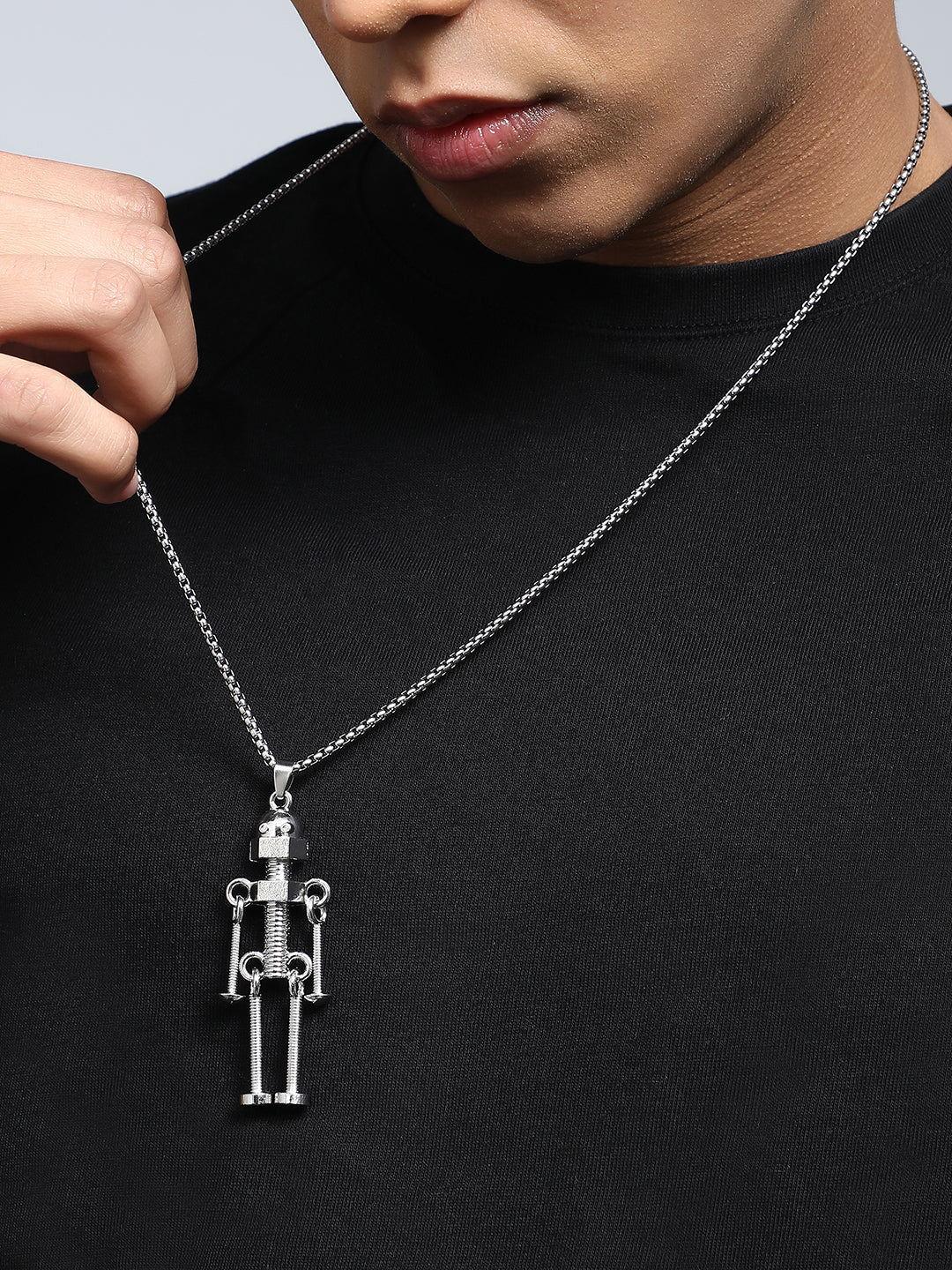 The Cyberon Pendant Necklace - Metallic Silver