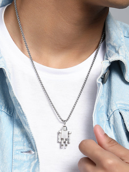The Robo Pendant Necklace - Metallic Silver