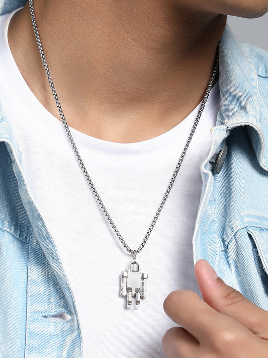 The Robo Pendant Necklace - Metallic Silver