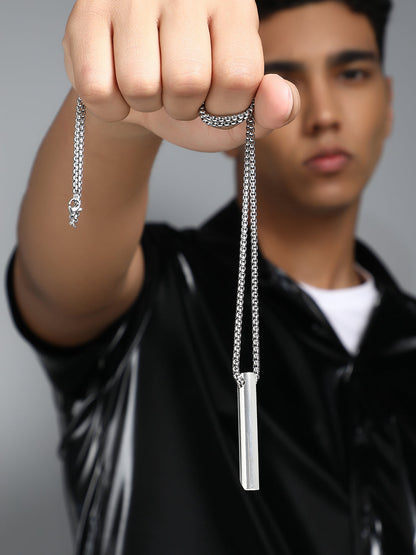 The Pipe Pendant Necklace - Metallic Silver