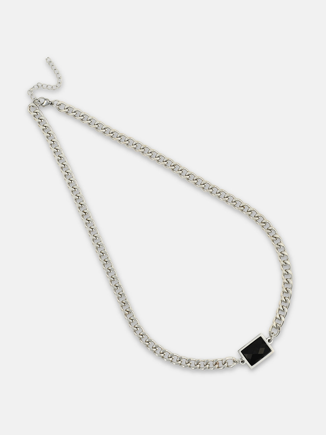 The Block Pendant Necklace - Metallic Silver