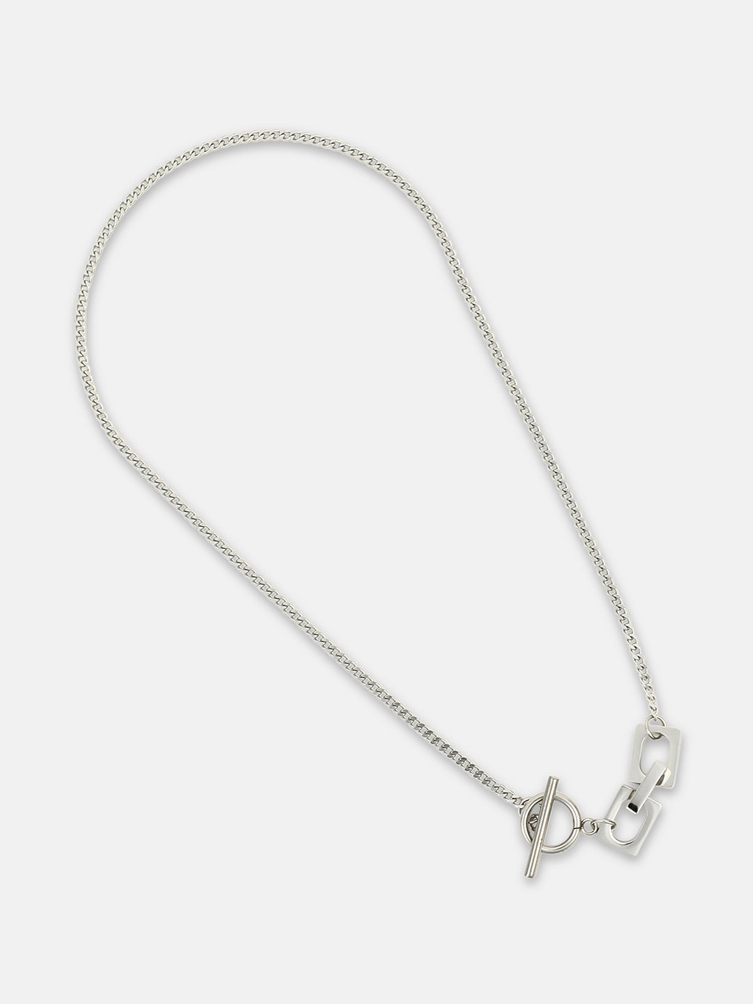 The Zig-Saw Pendant Necklace - Metallic Silver