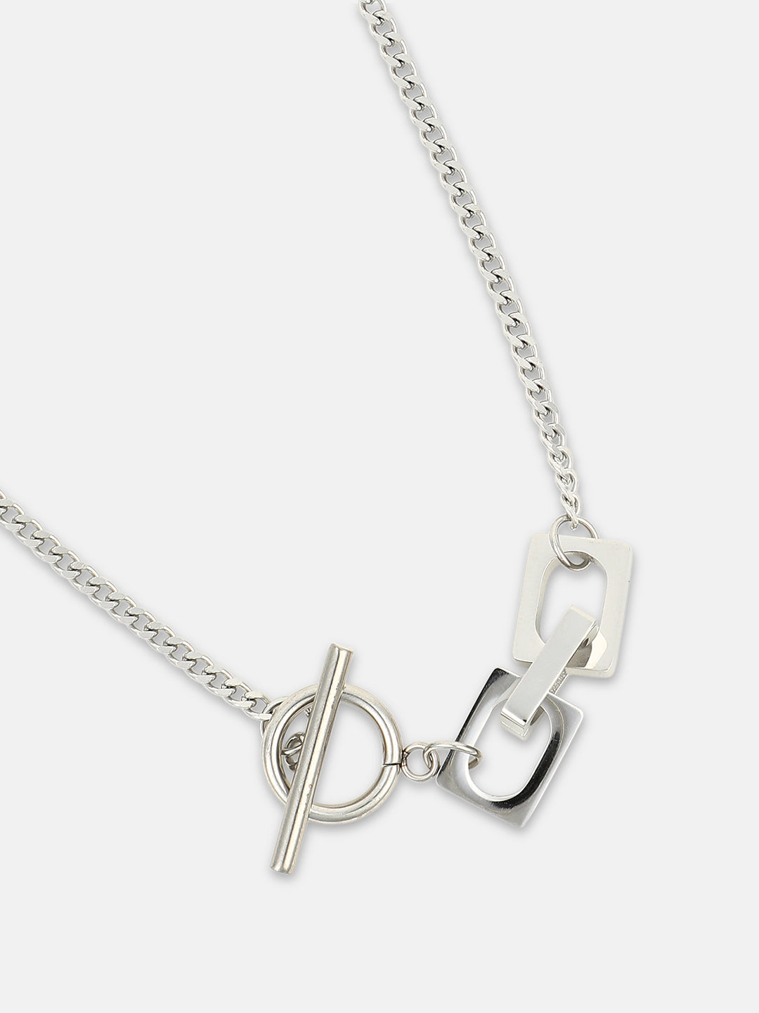 The Zig-Saw Pendant Necklace - Metallic Silver