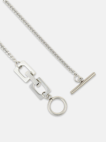 The Zig-Saw Pendant Necklace - Metallic Silver