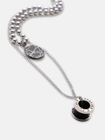The Spool Pendant Necklace - Metallic Silver