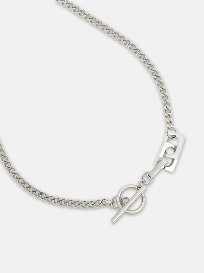 The Zig-Saw Pendant Necklace - Metallic Silver