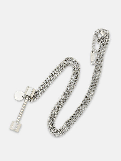 The dumbell Pendant Necklace - Metallic Silver
