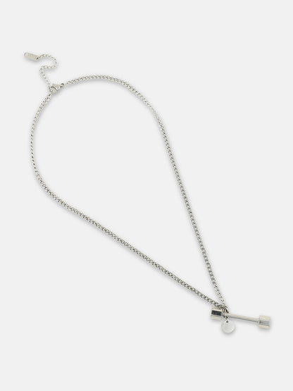 The dumbell Pendant Necklace - Metallic Silver