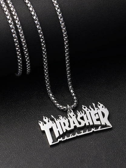The Trasher Pendant Necklace - Metallic Silver