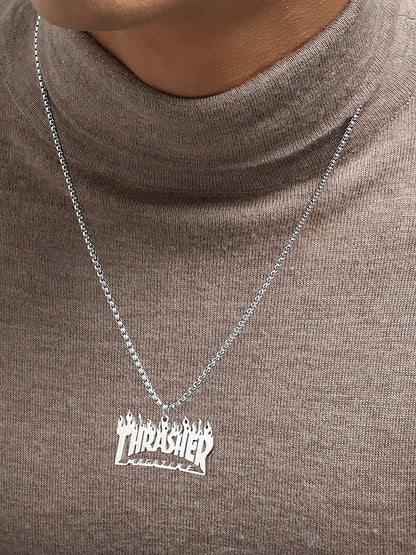 The Trasher Pendant Necklace - Metallic Silver