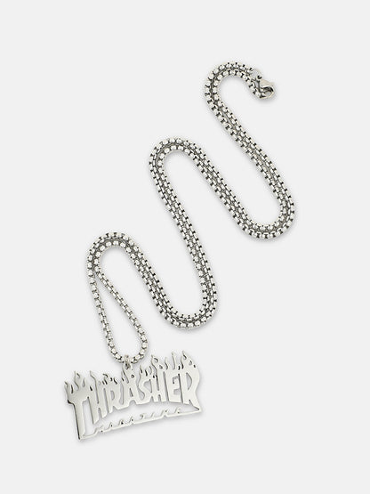 The Trasher Pendant Necklace - Metallic Silver