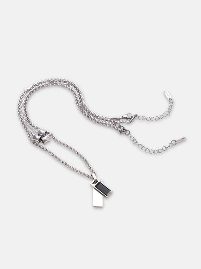 The Slab Pendant Necklace - Metallic Silver