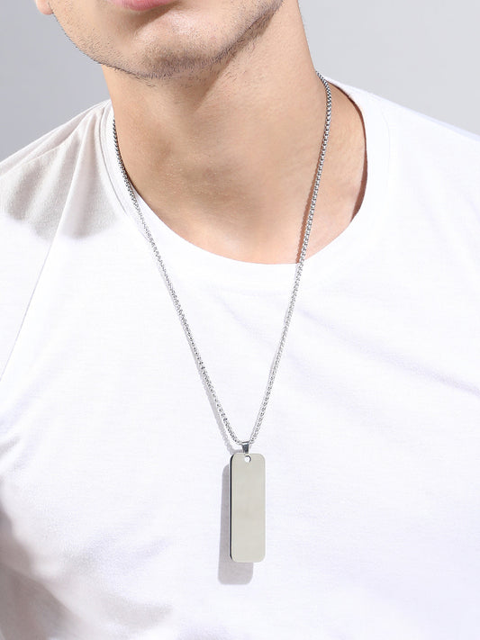 The Slate Pendant Necklace - Metallic Silver
